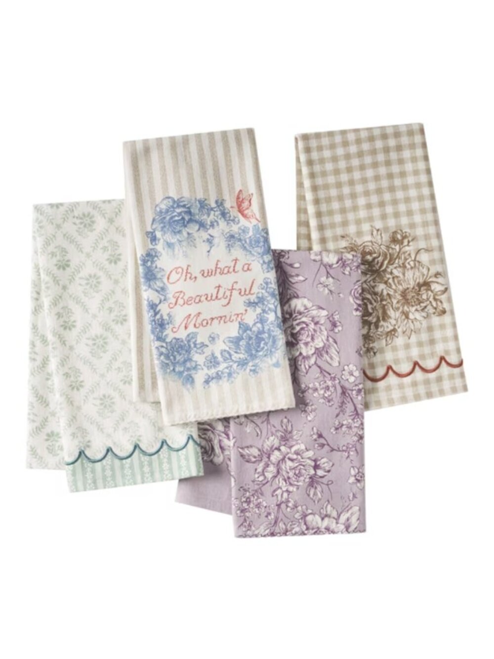 The Woman Pioneer Home Agatha Floral Cotton Set of 4 Woven Kitchen Tea Towels